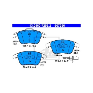 ATE 13.0460-7256.2 브레이크 패드 앞 세트 센서 포함