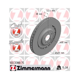 아우디 A7 4GA S7 CEUC 2012-15 짐머만 100.3380.75 브레이크 디스크 앞 2개 세트