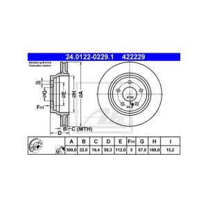 벤츠 R230 SL 500 M113.963 2001-11 ATE 24.0122-0229.1 브레이크 디스크 뒤 2개 세트