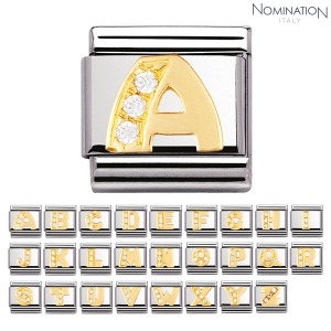 노미네이션 COMPOSABLE Classic LETTERS in 18k gold and Cubic Zirconia (A~Z) 030301 (택1)