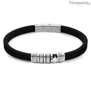 노미네이션 팔찌 CITY (시티) bracelet in steel and rubber (Wind Rose) 028800/014