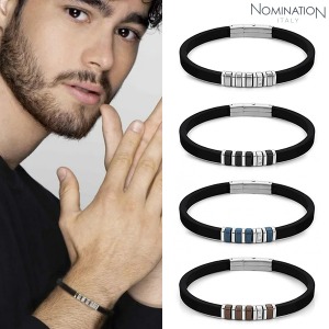 노미네이션 팔찌 CITY (시티) CITY bracelet in steel rubber and WHITE CZ 028804(택1)