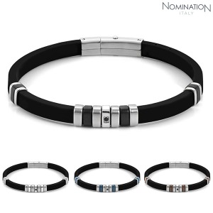 노미네이션 팔찌 CITY (시티) bracelet in steel rubber and BLACK CZ 028805(택1)