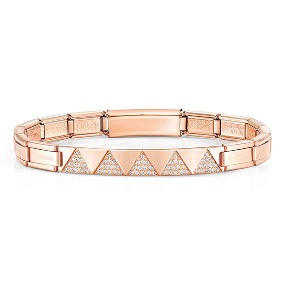 노미네이션 팔찌 TRENDSETTER NEW YORK (트렌드세터뉴욕) bracelet in Stainless Steel and CZ Triangles (Rose Gold) 021141/011