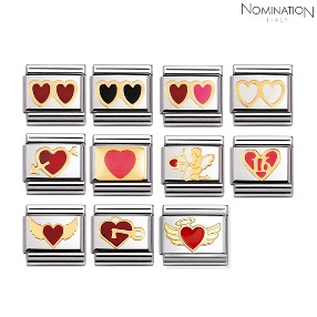 노미네이션 COMPOSABLE Classic LOVE in stainless steel with enamel and 18k gold 030207 (택1)