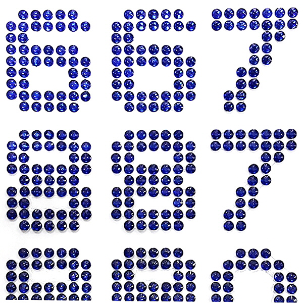 블루 파랑 숫자 모양 원형 비즈 큐빅 스티커 23번