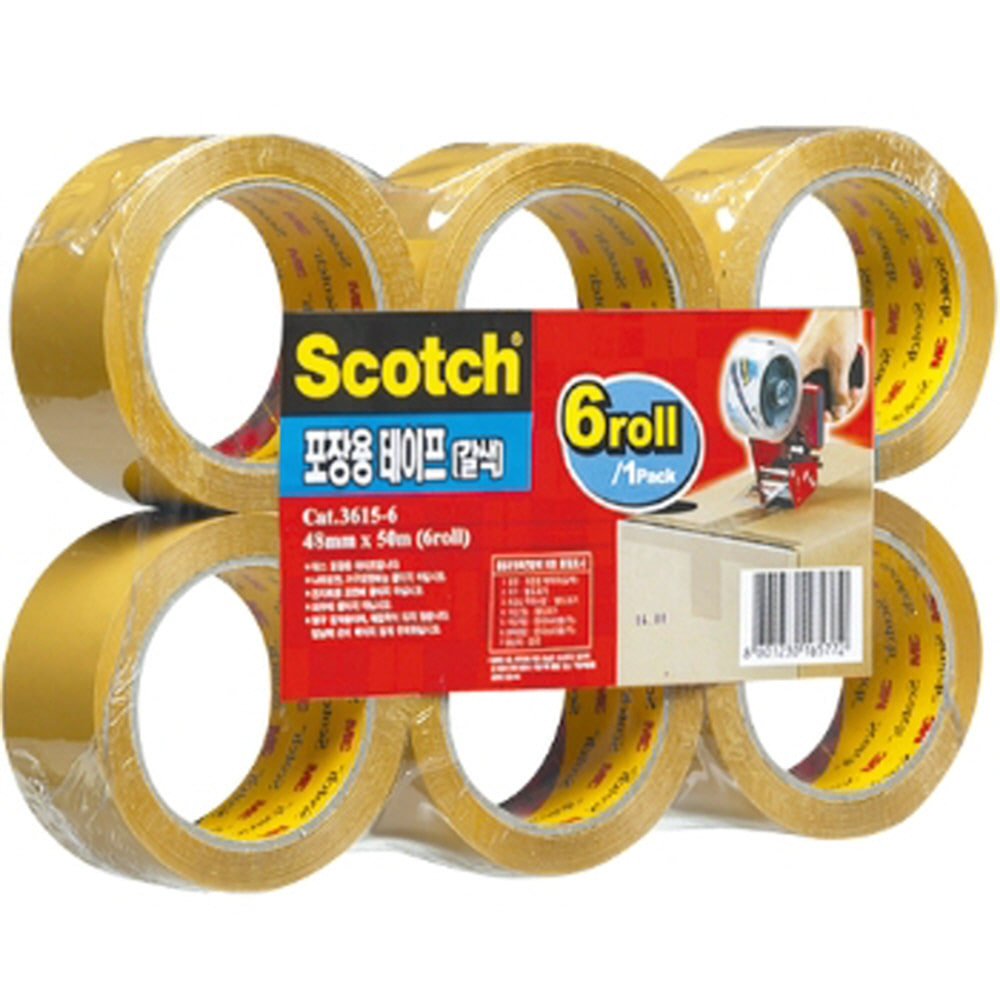 3M 스카치 포장용 테이프 갈색 3615-6롤 48mm(50M)