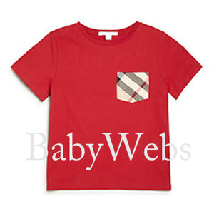 Burberry Kids Check Pocket Tee/Military Red (Boys 7-14)