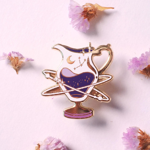 Galaxy Cream Pitcher Enamel Pin (Black Hole)