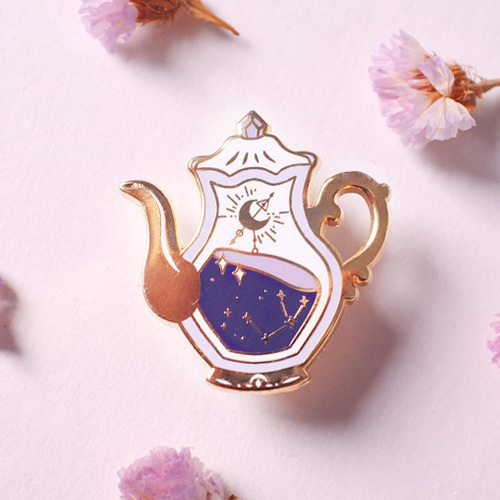 Star Tea Pot Enamel Pin (Black Hole)