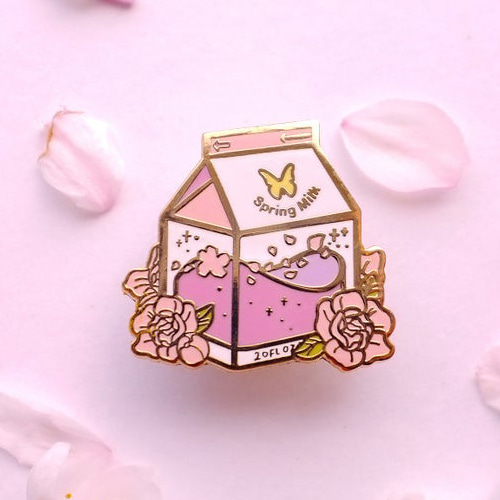 Spring Milk Enamel Pin