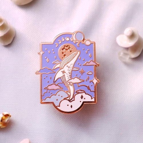 Mythical Animal Sky Whale (Moon Light) Enamel Pin (Lavender)