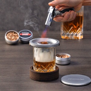 [훈연칩3종 + 토치라이터 포함] 스테인리스 위스키 훈연 키트 Stainless Whisky Smoking Kit