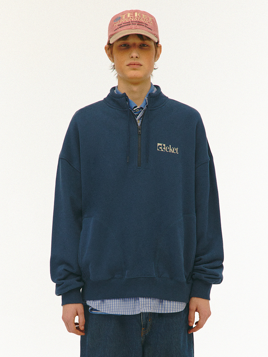 Plan Half Zip-Up Sweatshirt Light Green - teket