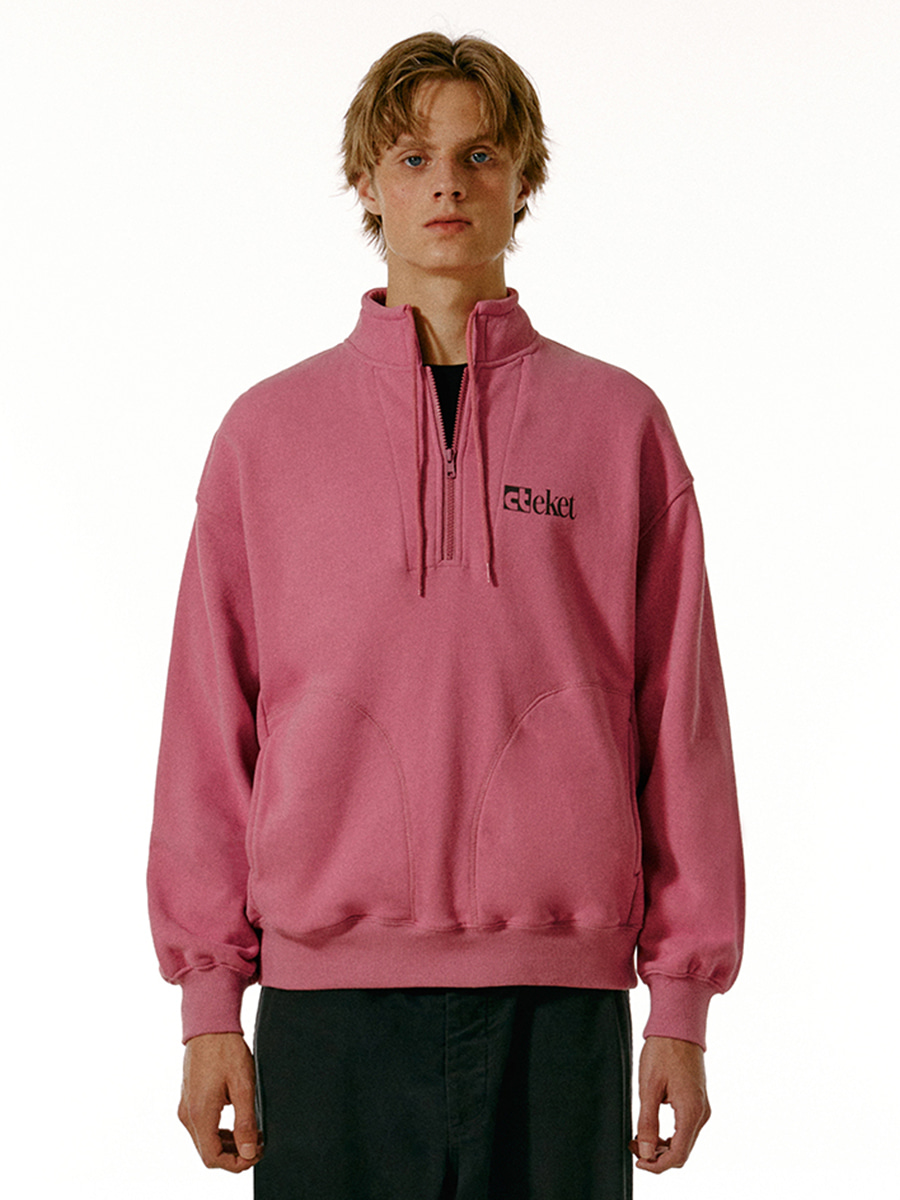 Plan Half Zip-Up Sweatshirt Melange Gray - teket