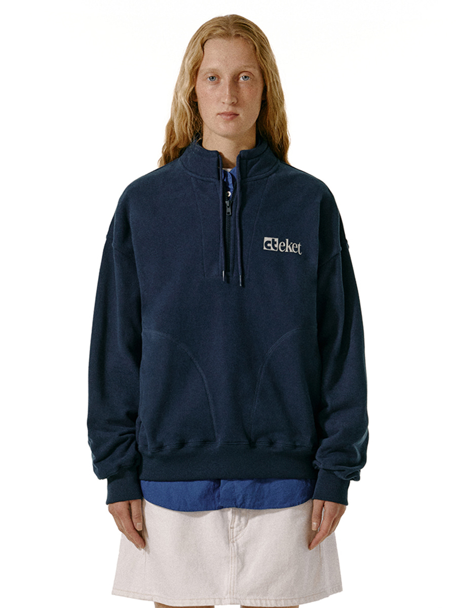 Plan Half Zip-Up Sweatshirt Melange Gray - teket