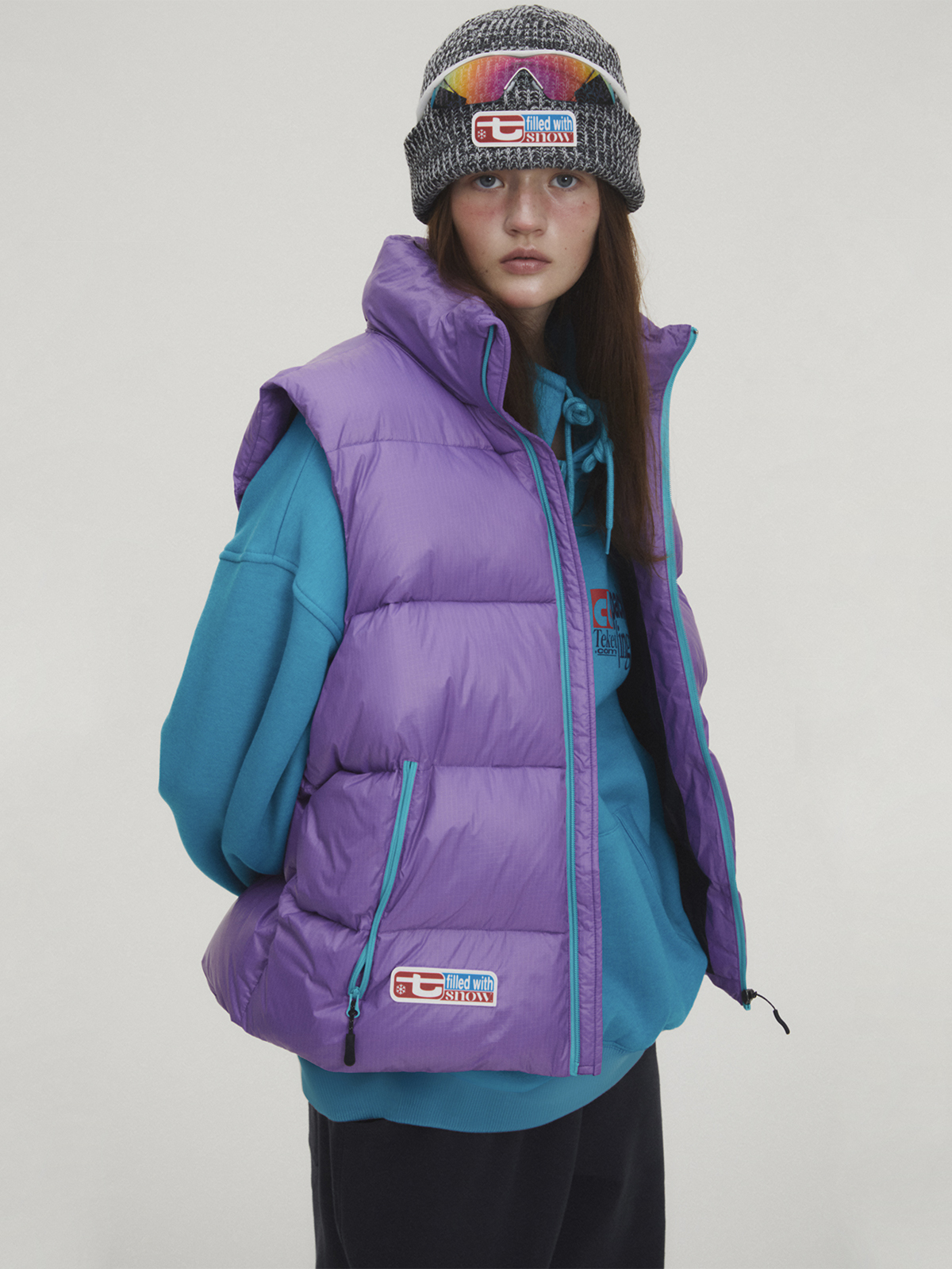 Snowball Down Vest Purple - teket