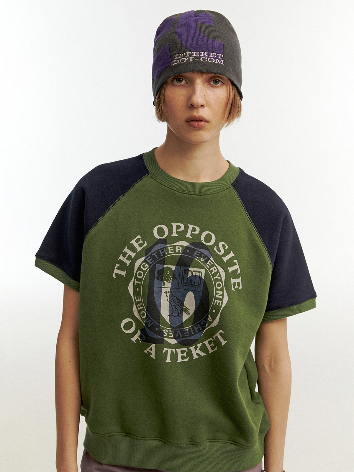 【TEKET】OPPOSITE SHORT SLEEVE SWEATSHIRT / KHAKI Opposite Short Sleeve Sweatshirt Khaki - teket
