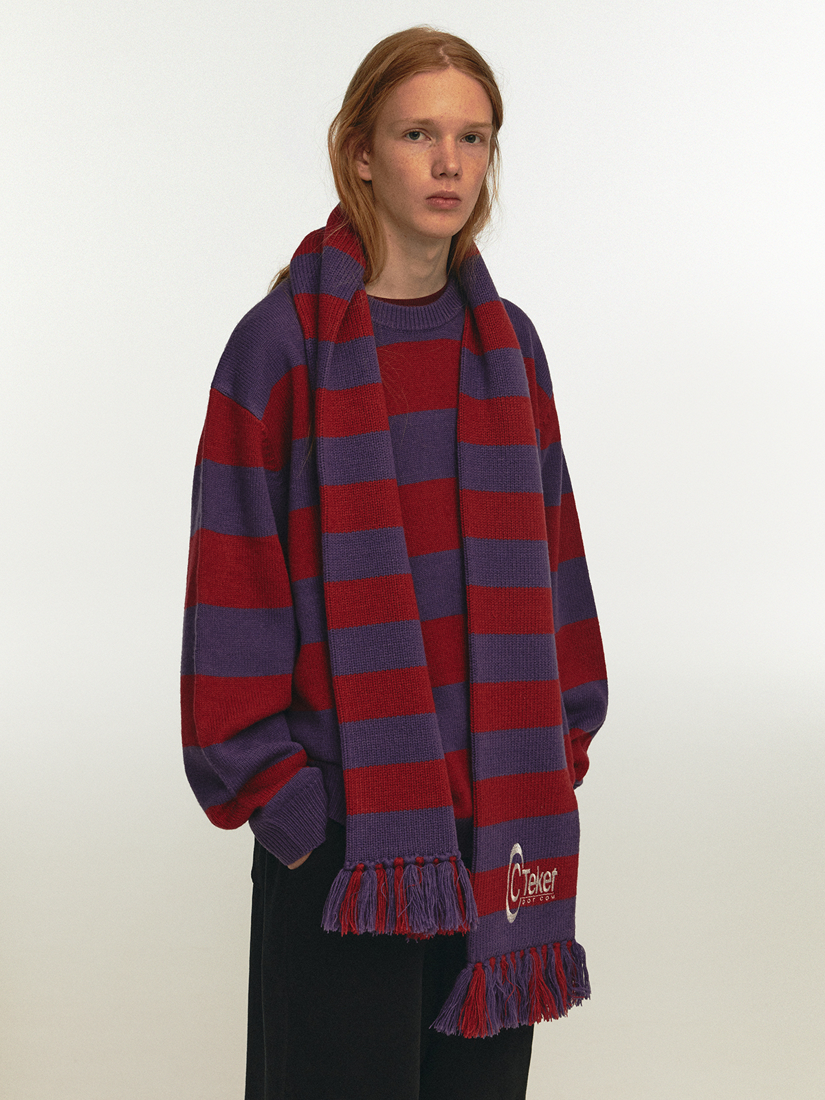 Pajama Stripe Sweater Red - teket