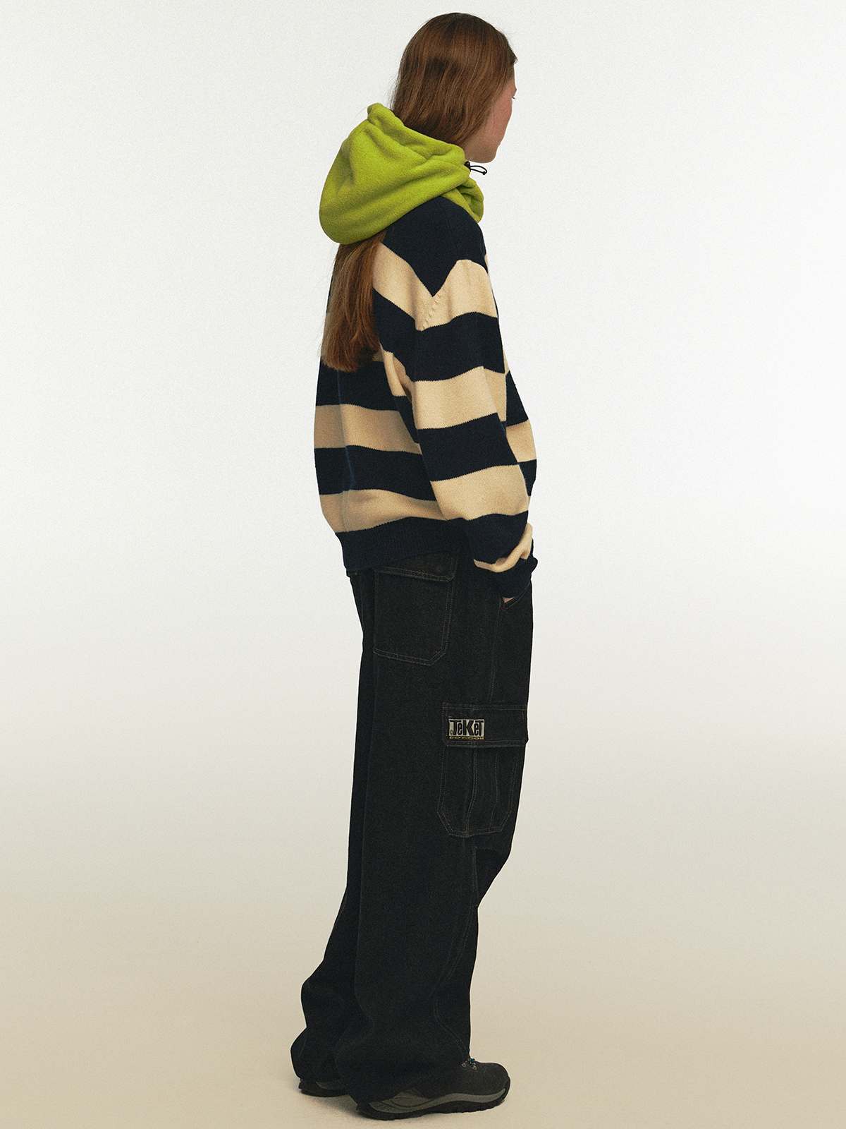 [teket] / ☆ 24FW Pajama Stripe Sweater / Navy Women's Knit Sweater, Navy/Cream Stripes - Minnow Sweaters