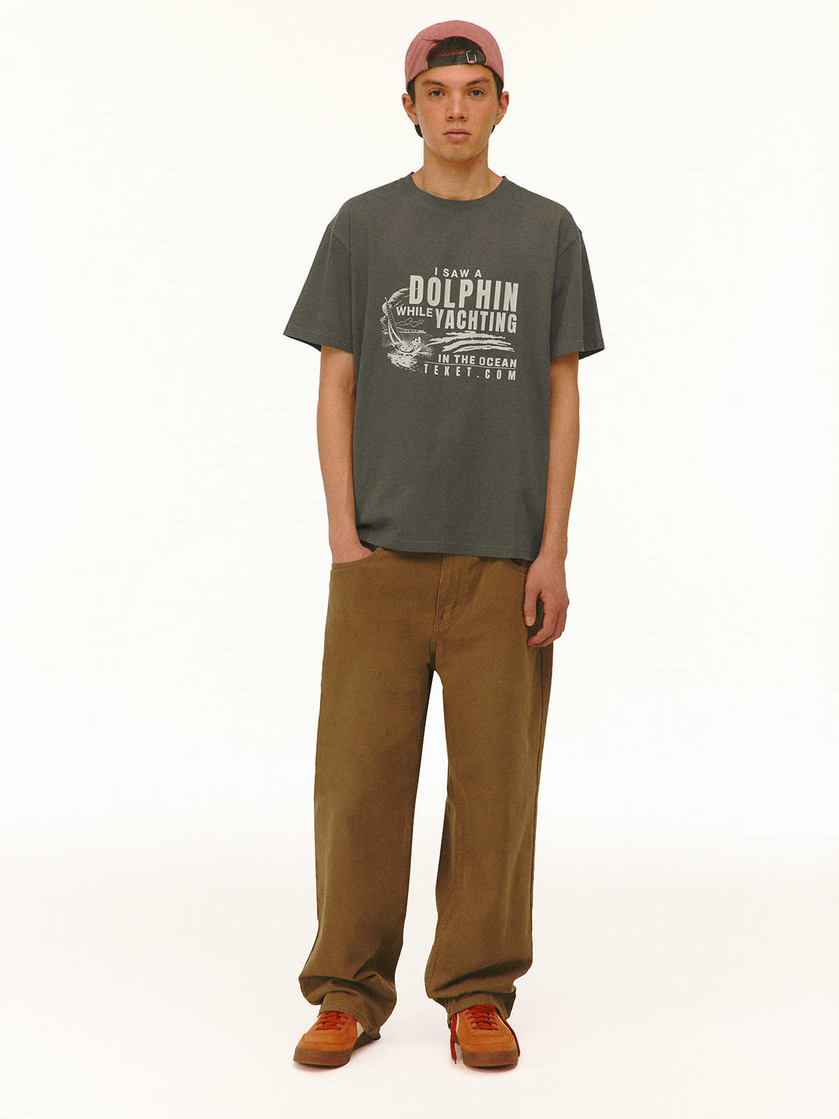 Tシャツ・カットソー teket Dolphin Friends Tee 5FT1428 Dolphin Friends Tee Khaki - teket