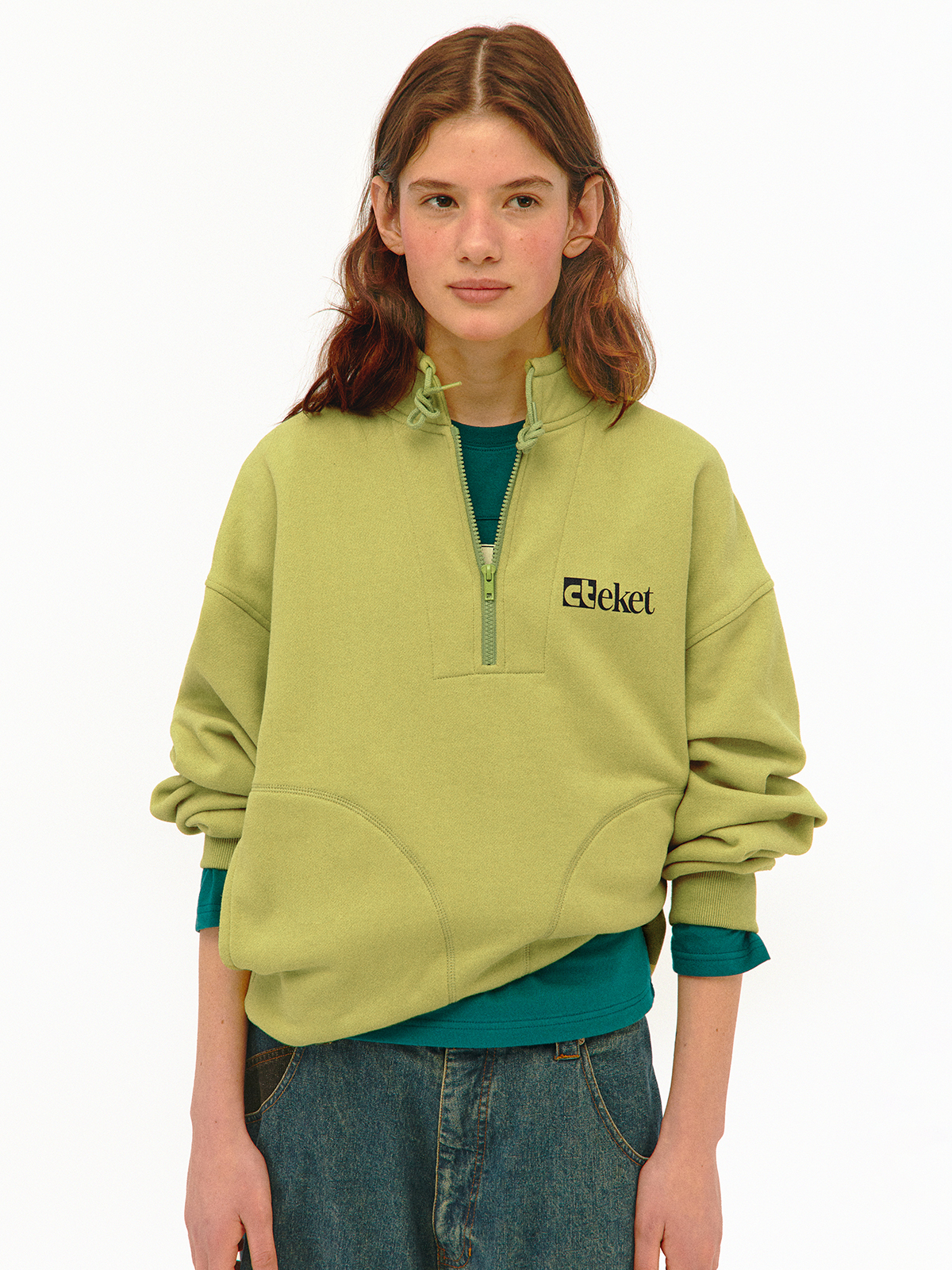 [teket] / ☆ 25SS Plan Half Zip-Up Sweatshirt / Light Green Plan Half Zip-Up Sweatshirt Light Green - teket