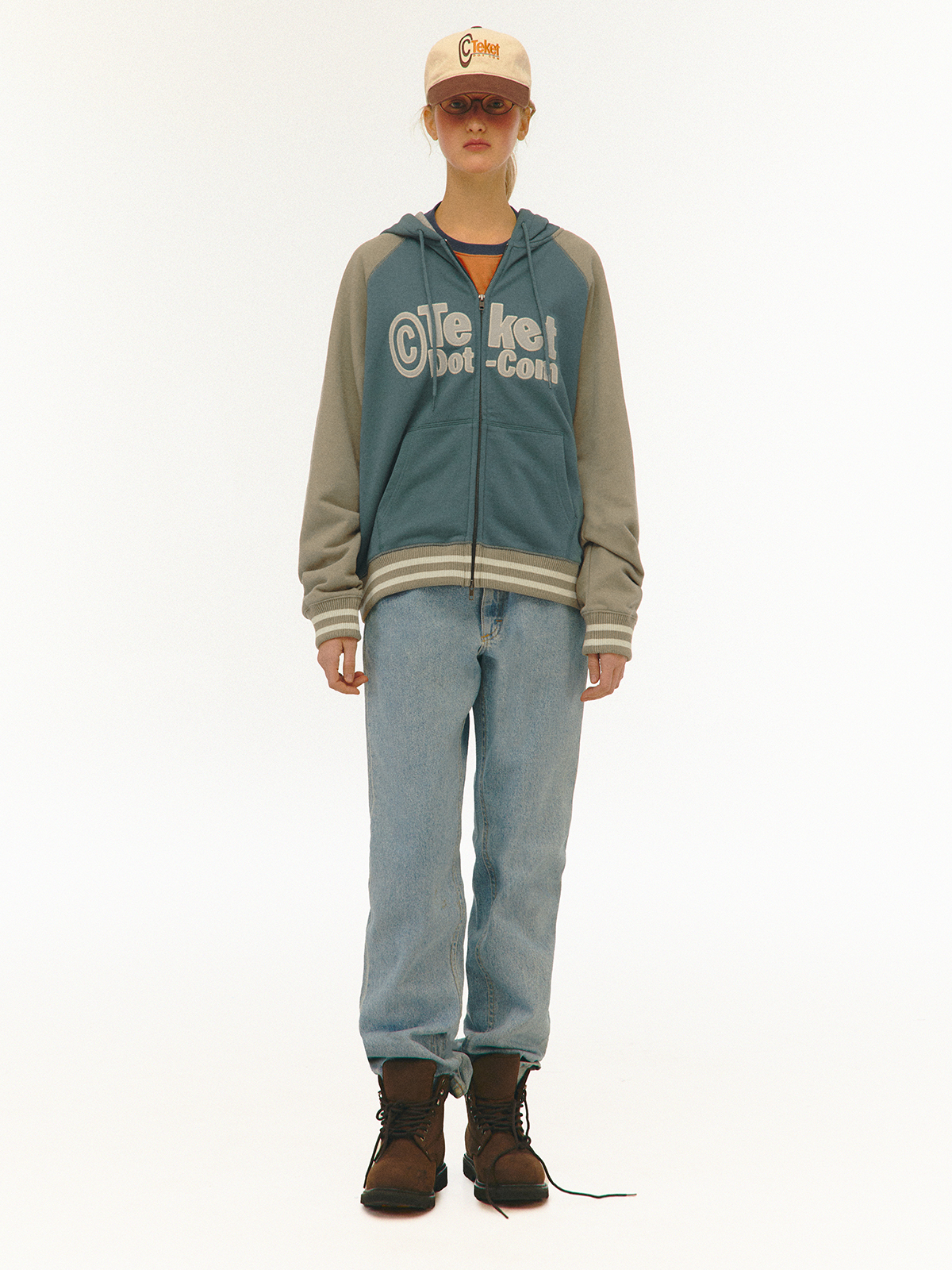パーカー・フーディ teket Tilted Zip-Up Hoodie 5FT702 Tilted Zip-Up Hoodie Khaki Beige - teket