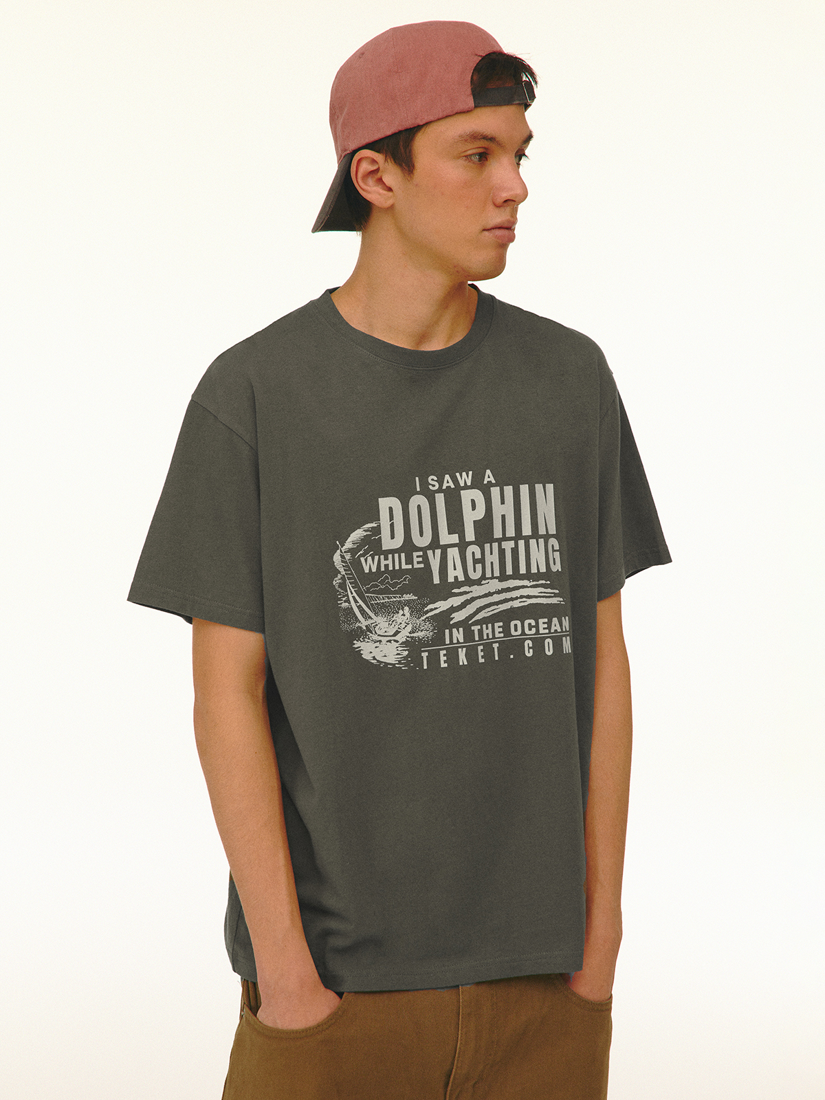 ◆teket◆ Dolphin Friends Tee Khaki TK2514TSST05KHA Dolphin Friends Tee Khaki - teket
