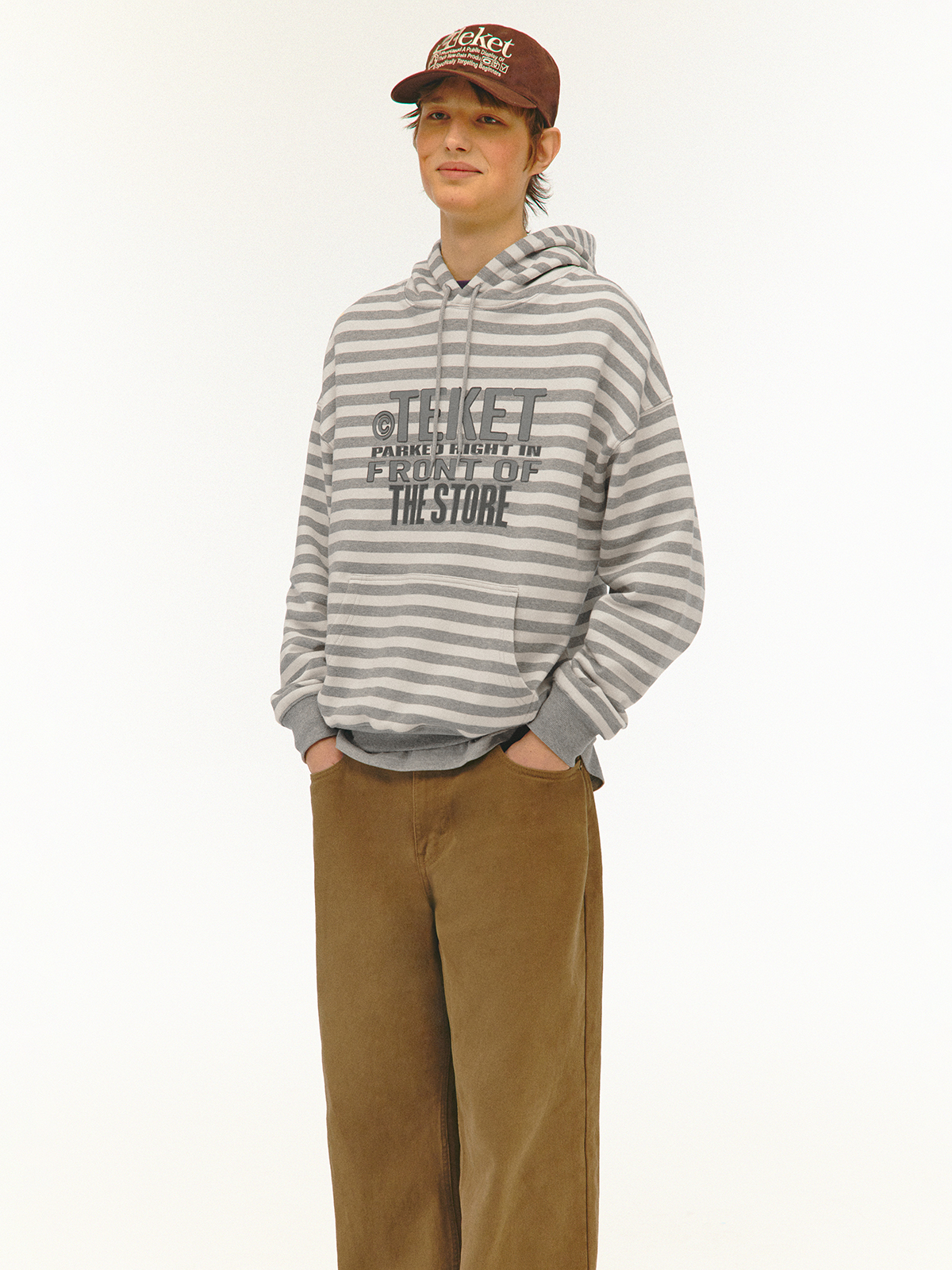 Front Stripe Hoodie Melange Gray - teket