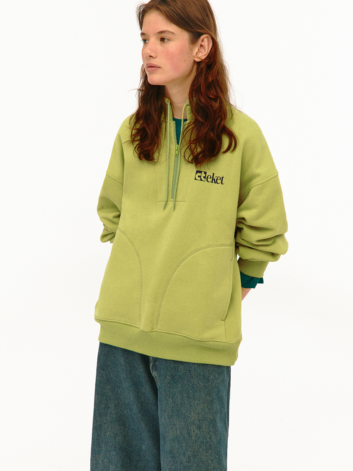 [teket] / ☆ 25SS Plan Half Zip-Up Sweatshirt / Light Green Plan Half Zip-Up Sweatshirt Light Green - teket