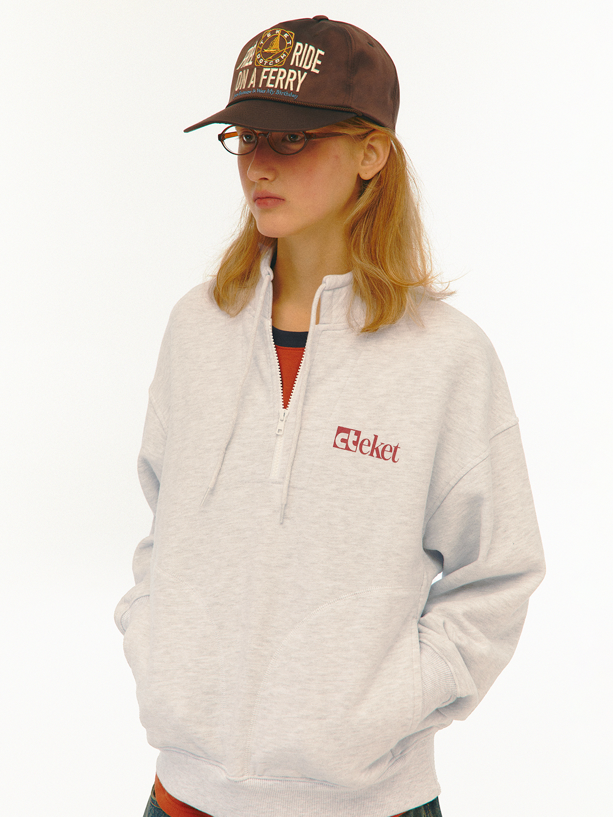 [teket] / ☆ 24FW Plan Half Zip-Up Sweatshirt /PINK / UNISEX Amazon.com: Quarter Zip Pullover for Women Fall Drop