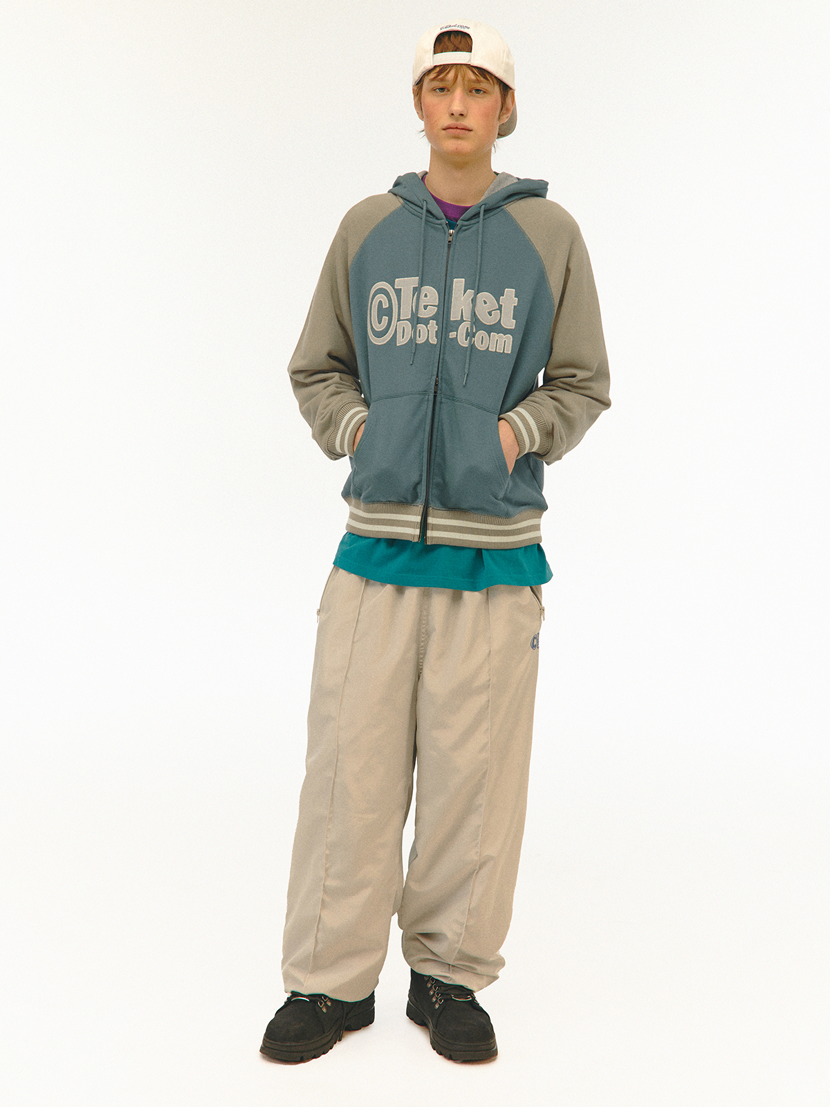 [teket] / ☆ 25SS Tilted Zip-Up Hoodie / Khaki Beige Tilted Zip-Up Hoodie Khaki Beige - teket