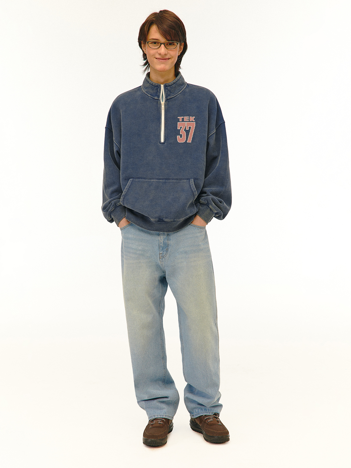 TEK Half Zip-Up Sweatshirt Navy - teket