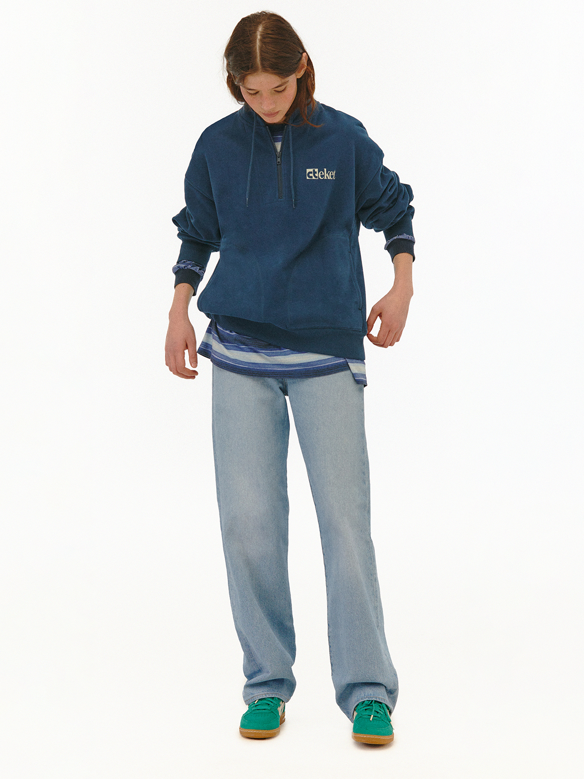 Plan Half Zip-Up Sweatshirt Navy - teket