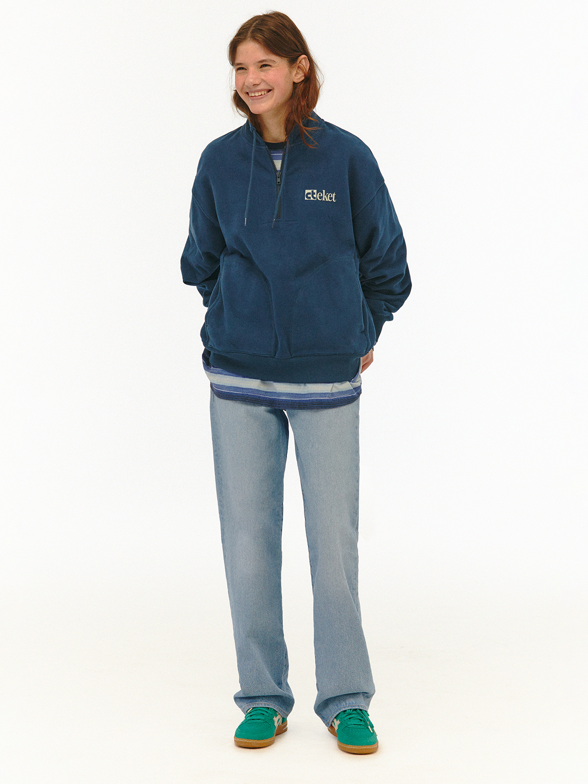 [teket] / ☆ 25SS Plan Half Zip-Up Sweatshirt / Navy Plan Half Zip-Up Sweatshirt Navy - teket