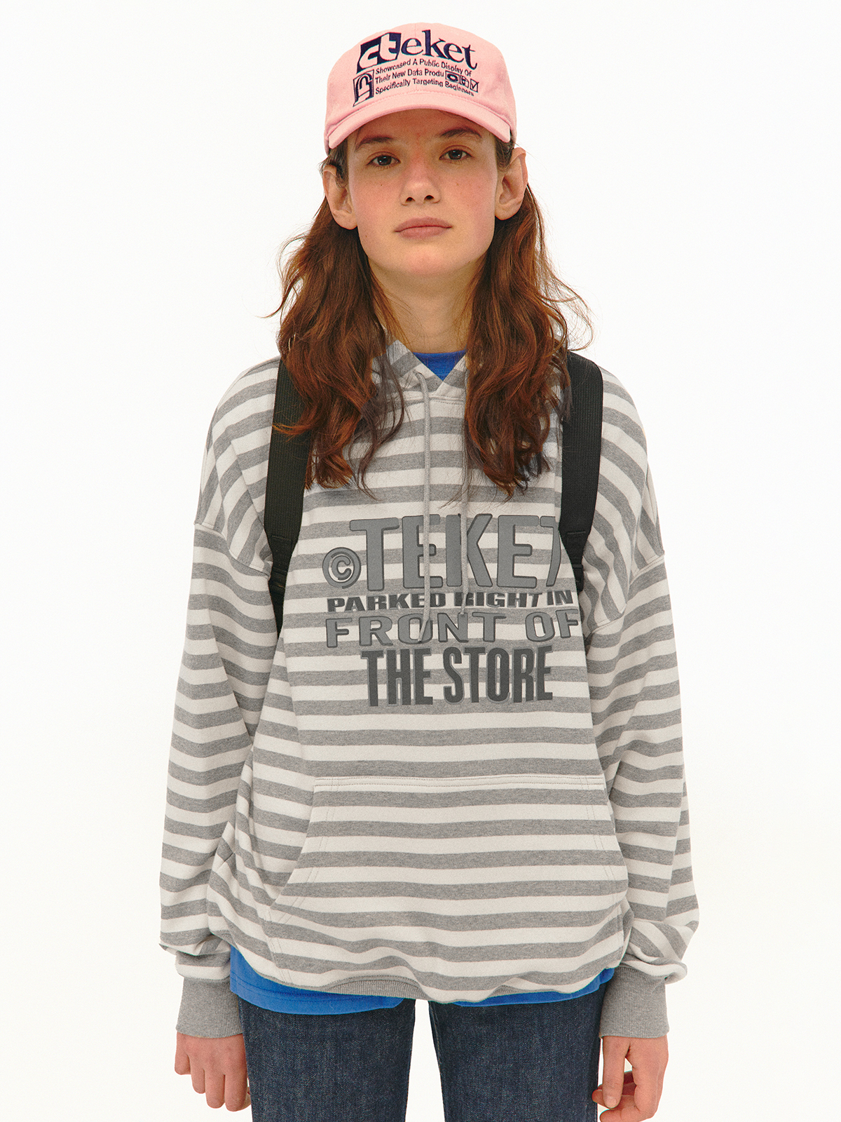 Front Stripe Hoodie Melange Gray - teket