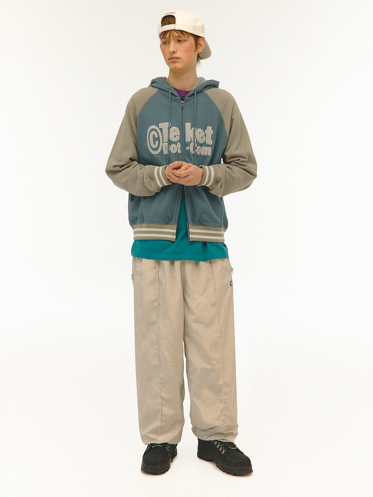 [teket] / ☆ 25SS Tilted Zip-Up Hoodie / Khaki Beige Tilted Zip-Up Hoodie Khaki Beige - teket