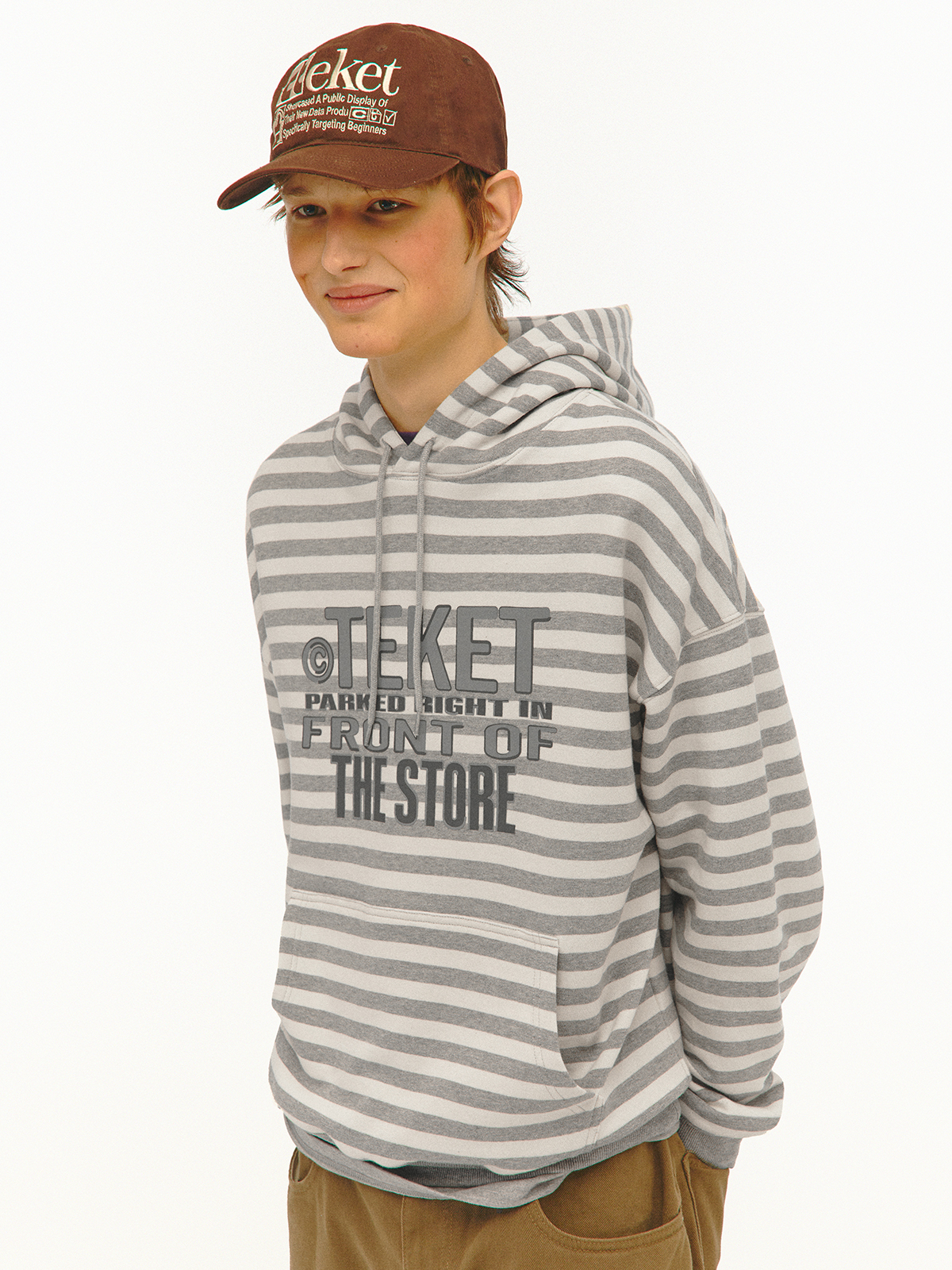 [teket] / ☆ 25SS Front Stripe Hoodie / Melange Gray Front Stripe Hoodie Melange Gray - teket