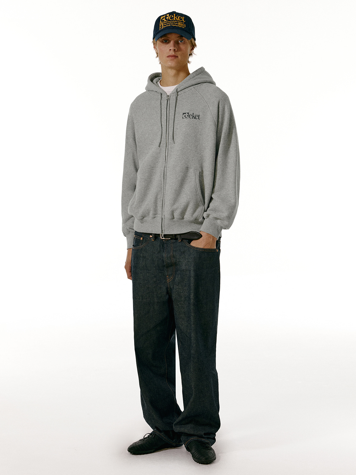 Plan Zip-Up Hoodie Melange Gray - teket