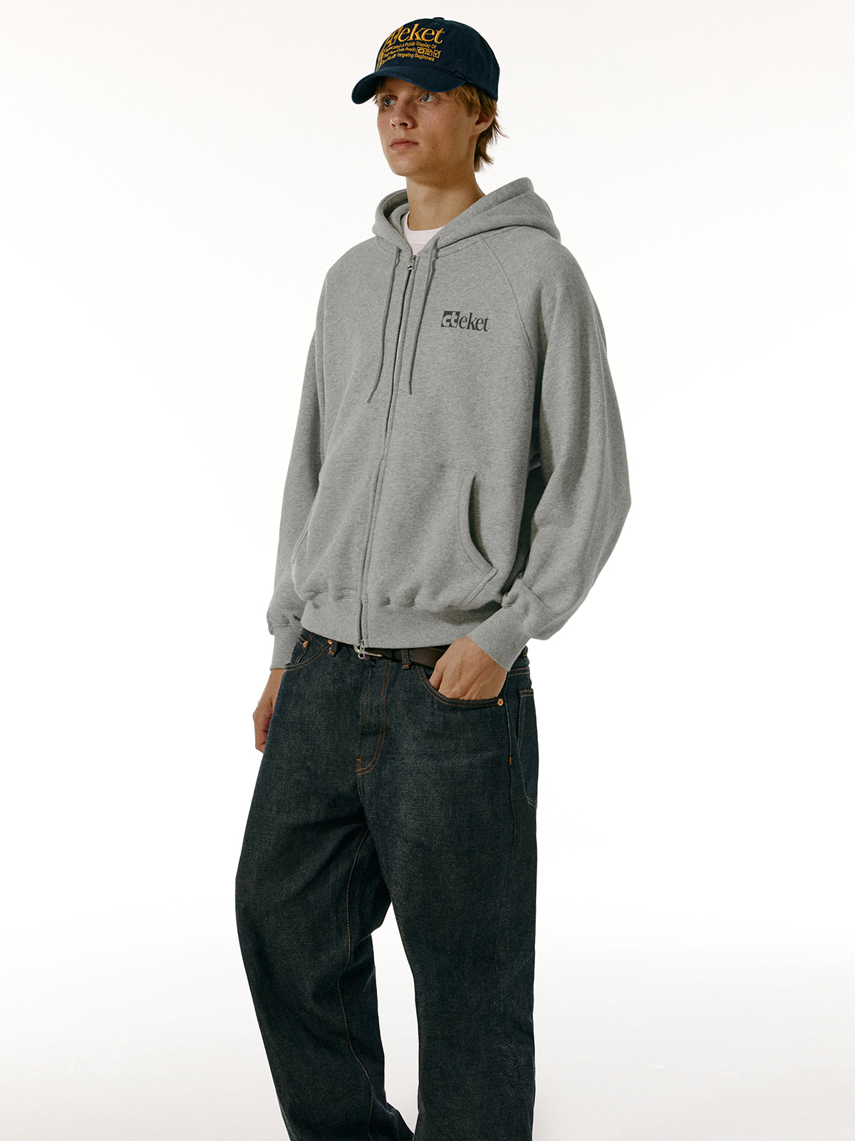 Plan Zip-Up Hoodie Melange Gray - teket