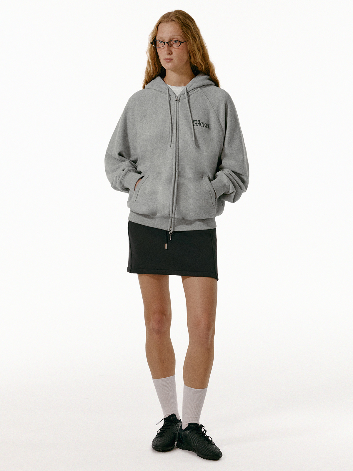 Plan Zip-Up Hoodie Melange Gray - teket