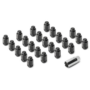 Quadratec 23 Piece Classic Acorn Style Wheel Lug Nut Kit (Black)