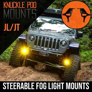 Gatekeeper Steerable Knuckle Pod Light Mounts w/ 2 Function LED Pod Lights for Dana 30/44 Axles