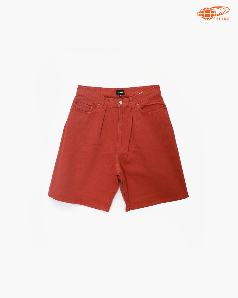 BEAMS Wide Silhouette Color Shorts - Brick &amp; Olive