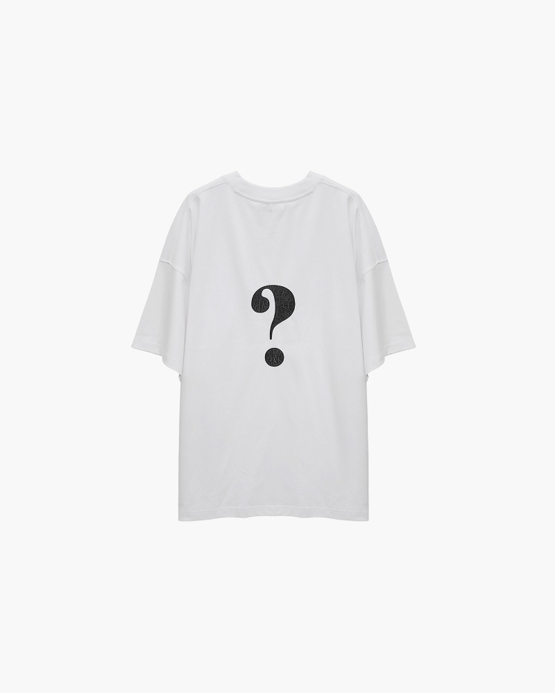 Premium Cotton &quot;?&quot; T-Shirts - White / Khaki