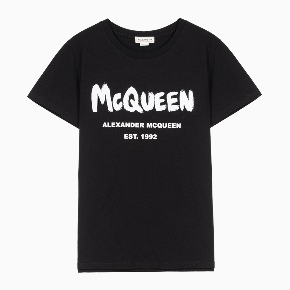 밀라노상인 ALEXANDER MCQUEEN (당일) 23SS 알렉산더 맥퀸 그래피티 블랙 여성 반팔 티셔츠 608614 QZAD3 0520