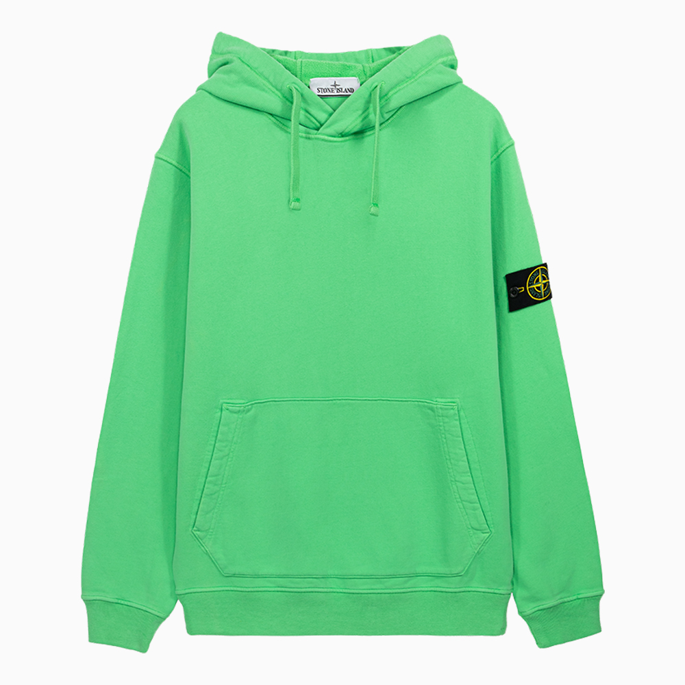 밀라노상인 STONE ISLAND (당일) 23SS 스톤아일랜드 와펜 패치 라이트 그린 기모 후드티 771564120 V0052