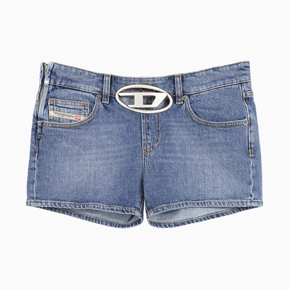 밀라노상인 DIESEL (당일) 23SS 디젤 로고 장식 블루 여성 데님 숏팬츠 A10850 0LICI 01