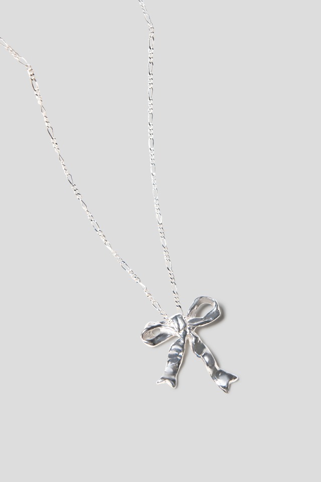 [925 SILVER] 3 STEPS RIBBON LONG NECKLACE