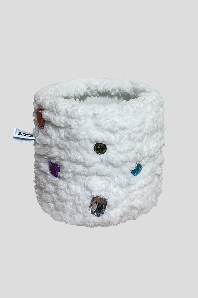 Fuzzy pot_jewel (White)